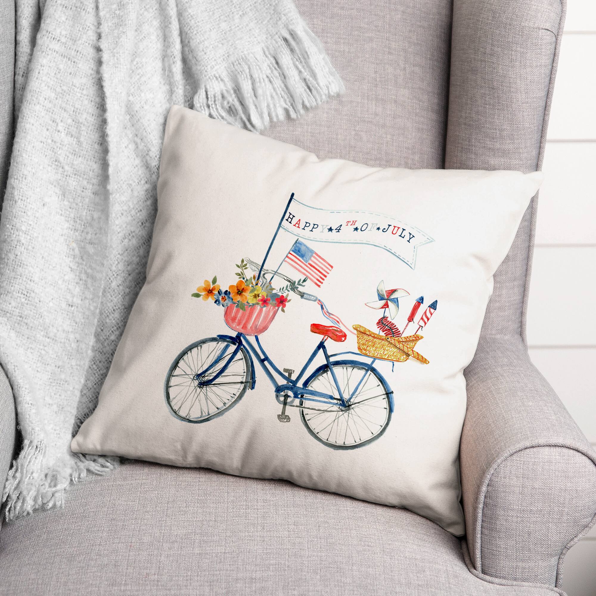 USA Bike Throw Pillow